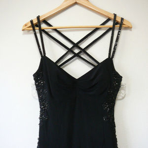 Betsy & Adam Full Length Black Evening Dress Gown